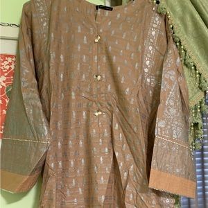 Designer screen printed lawn Pakistani dress/ J.